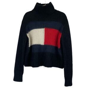Hilfiger Collection eyelash turtle neck sweater wool mohair blend size Medium